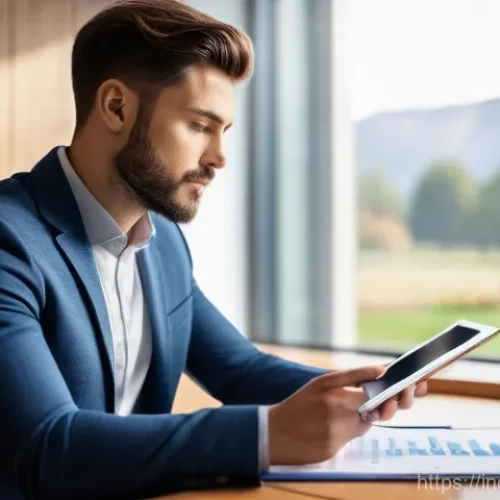 인덱스 투자로 성공하기 위한 재정 계획 - **Prompt**: A focused young professional, in their early 30s, is sitting at a minimalist wooden desk...