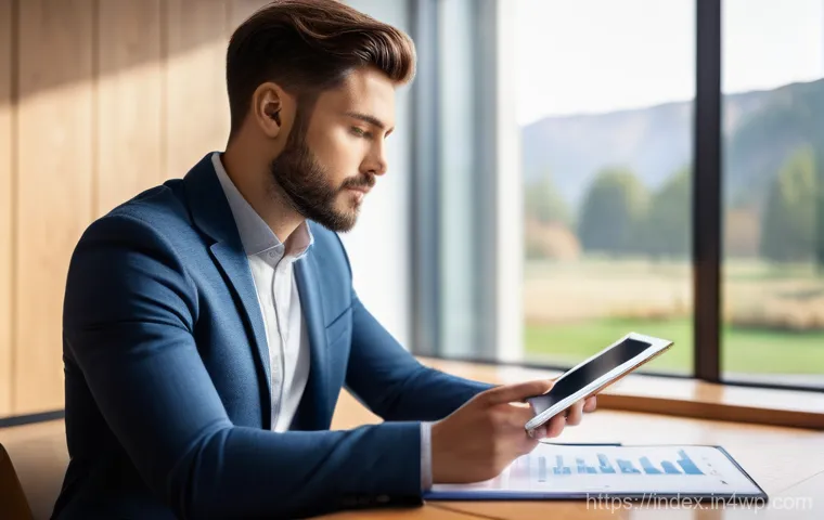 인덱스 투자로 성공하기 위한 재정 계획 - **Prompt**: A focused young professional, in their early 30s, is sitting at a minimalist wooden desk...