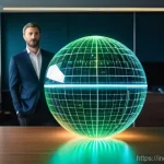 인덱스 투자에서의 자산 배분 전략 - A professional financial advisor, dressed in business casual attire, stands in a sophisticated, sunl...