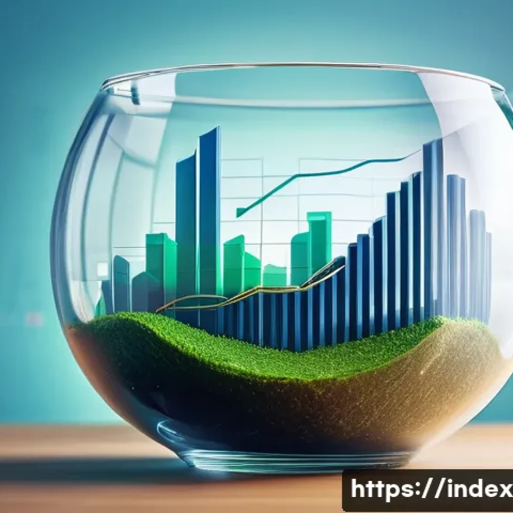 인덱스 펀드의 역사적 성과 - A detailed, professional illustration of an index fund concept: a diverse portfolio represented by a...