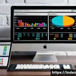 인덱스 투자에서의 리밸런싱 원칙 - A professional investor’s workspace showing a detailed portfolio balance chart on a computer screen,...